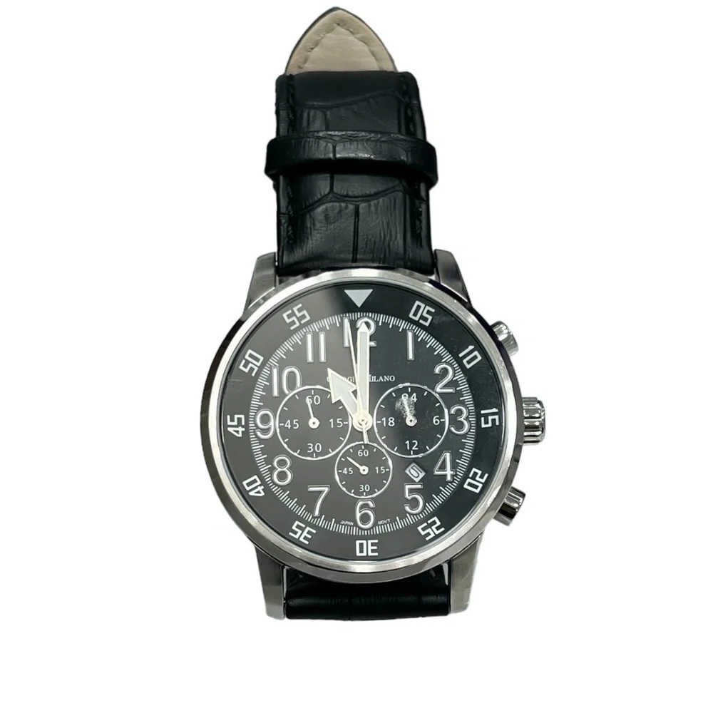 GIORGIO MILANO STAINLESS STEEL CHRONOGRAPH BLACK DIAL QUARTZ WATCH GM853SLBK